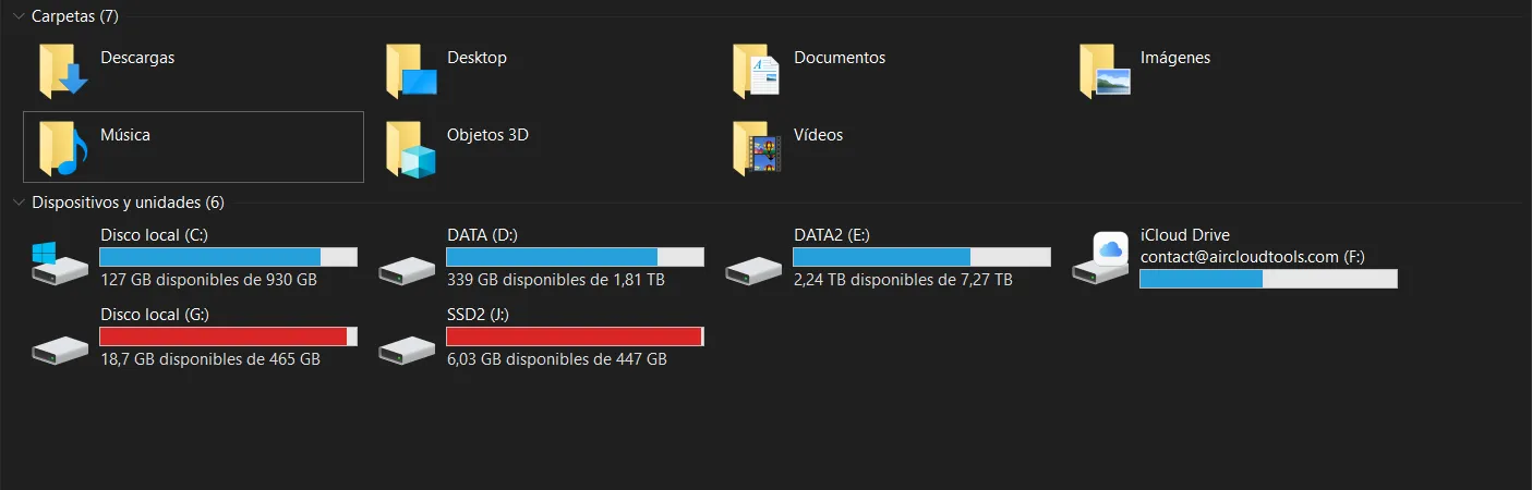 Your iCloud Drive appears as its own drive letter