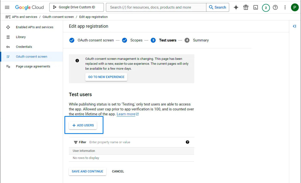 Add test user
