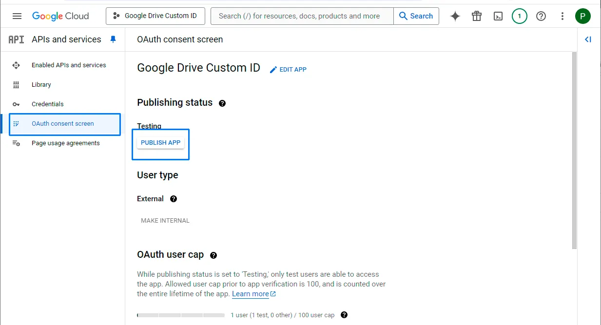 Publish OAuth app