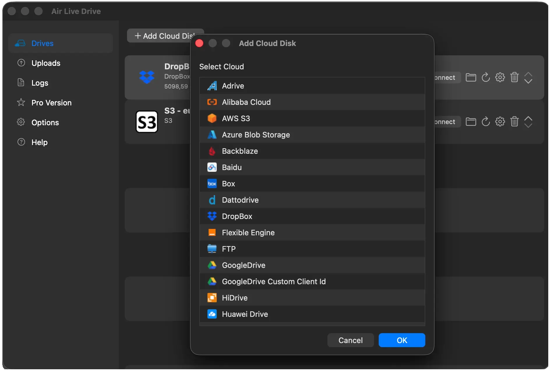 Add and connect your first drive on macOS