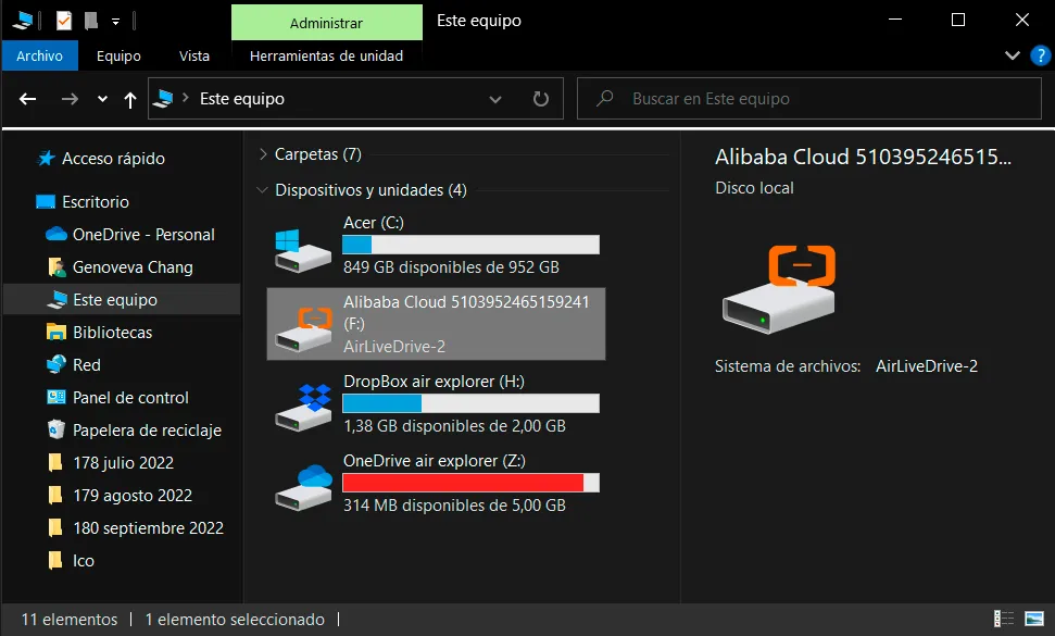 See your Alibaba Cloud account in your Windows Explorer