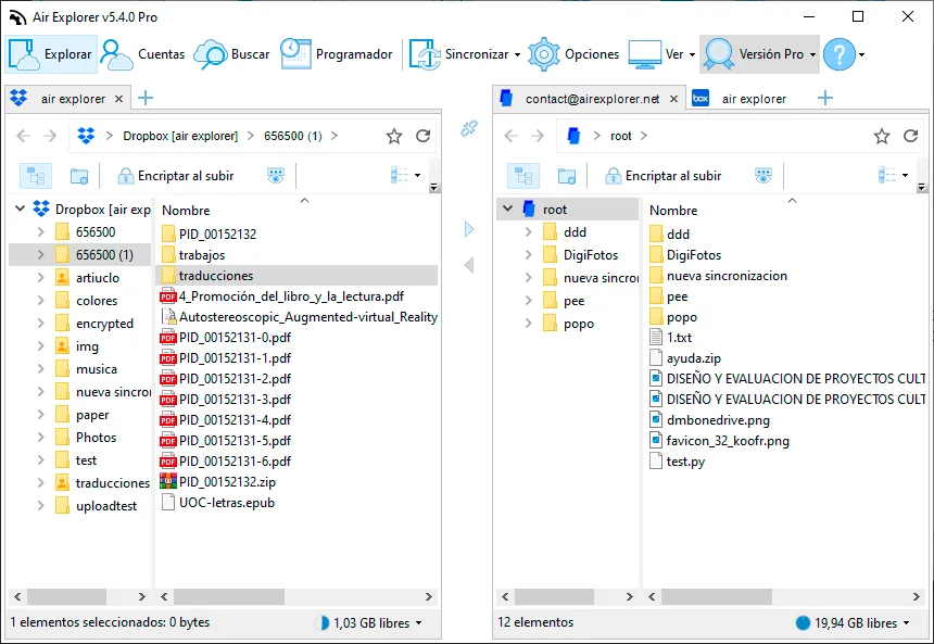 Air Explorer, a cloud manager that you can use to synchronize your files