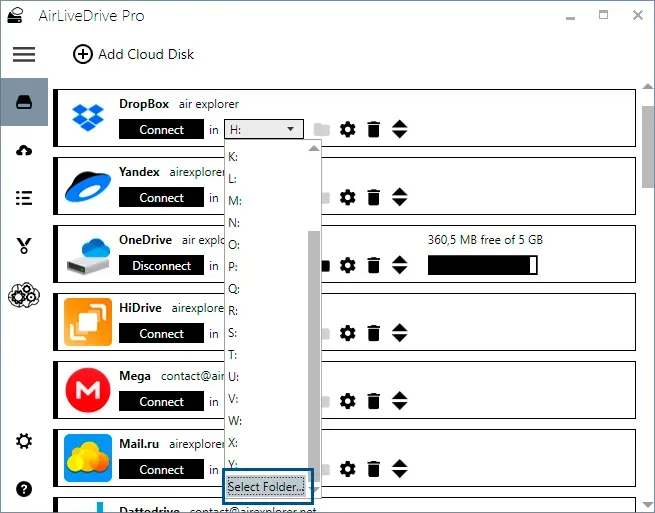 Choose a drive letter or folder