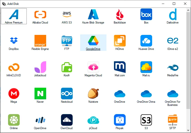 Add Google Drive to Air Live Drive