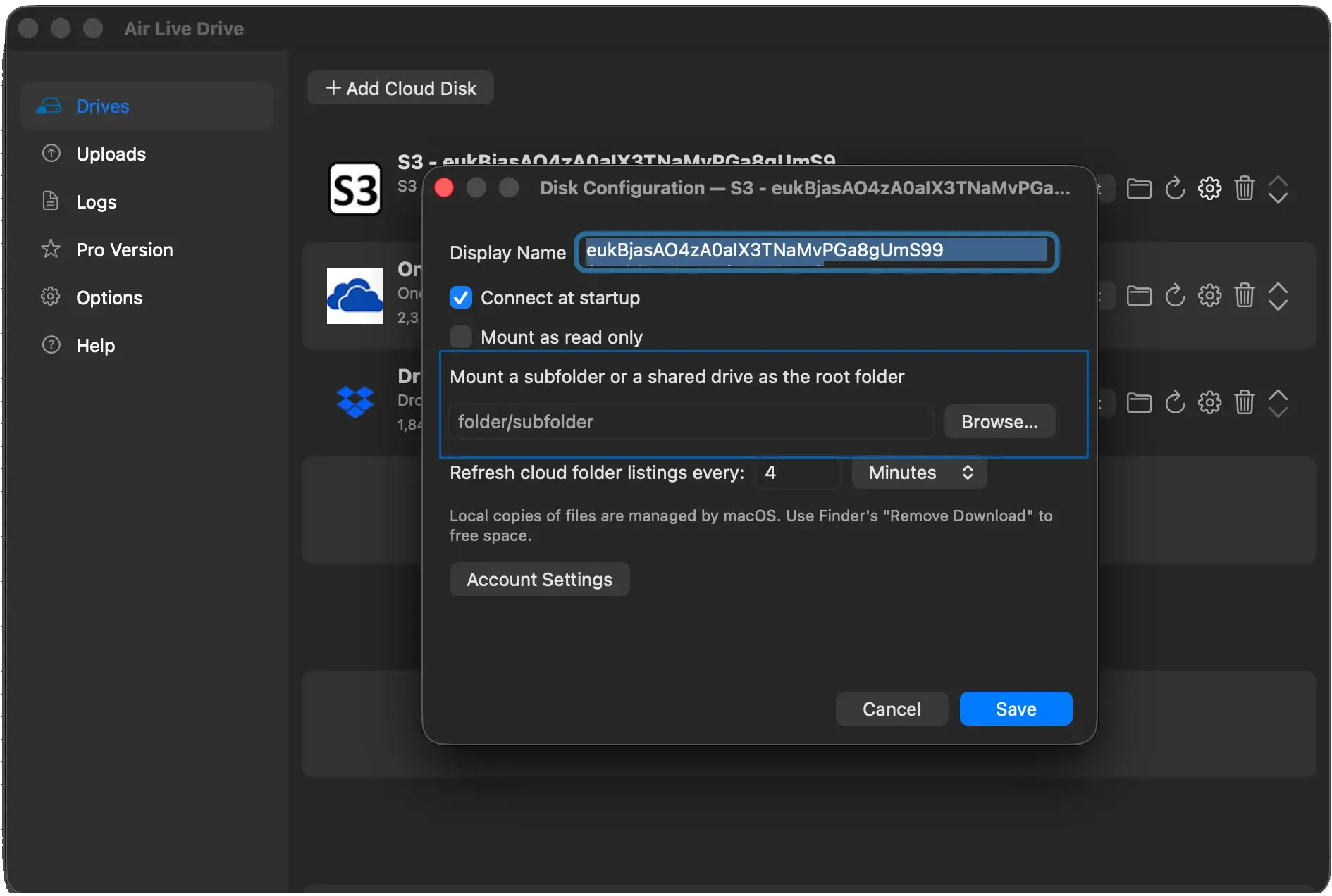 Shared drives and a folder as the root on macOS