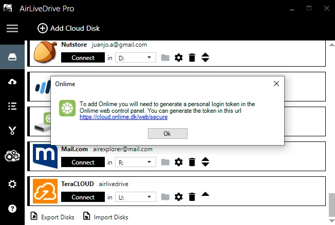 Onlime as a hard disk in your PC