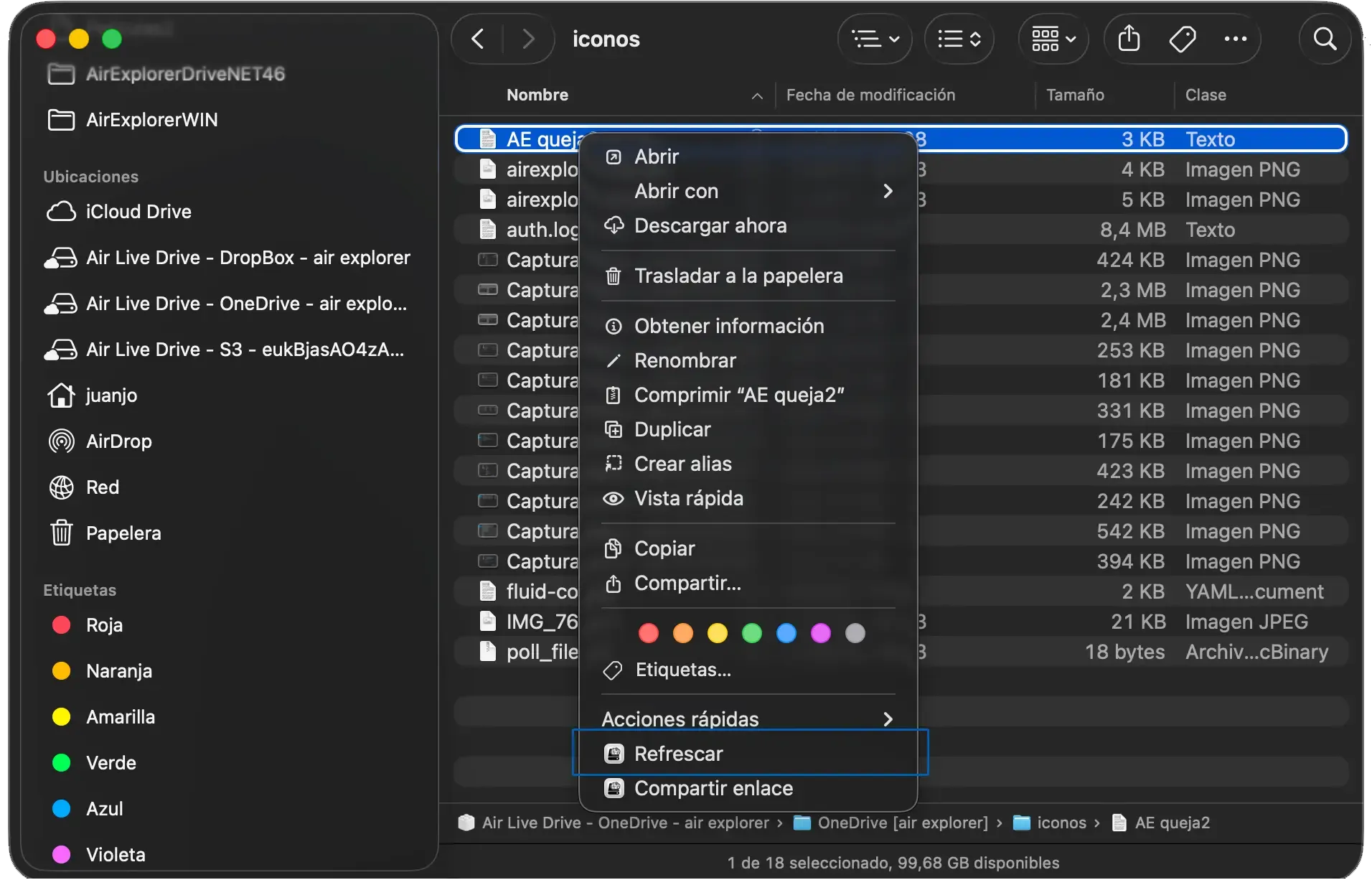 Refresh cloud folders on macOS