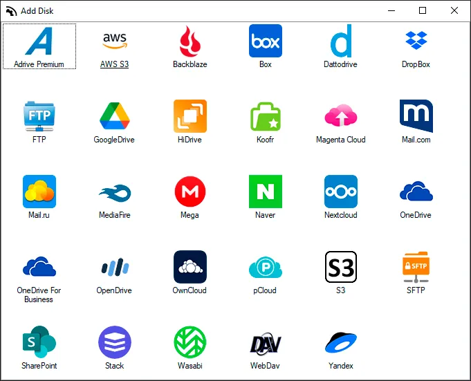 Add your Wasabi account in Air Live Drive
