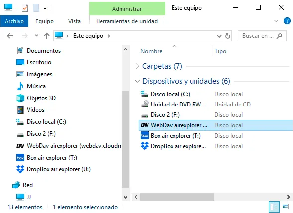Trabaja como un disco local tu cuenta de WebDab