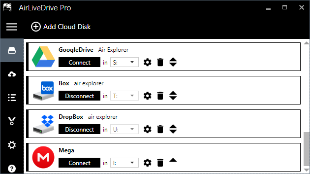 Add cloud disk window of Air Live Drive