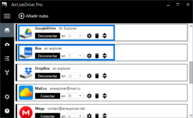 Transfer files from Box to Google Drive with Air Live Drive