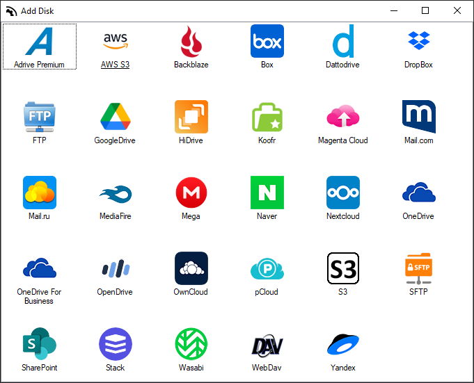 Add your Wasabi account in Air Live Drive