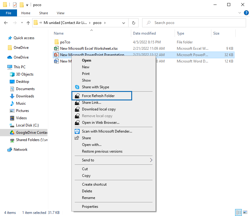 The Force Refresh Folder tool allows you to refresh all the cached items