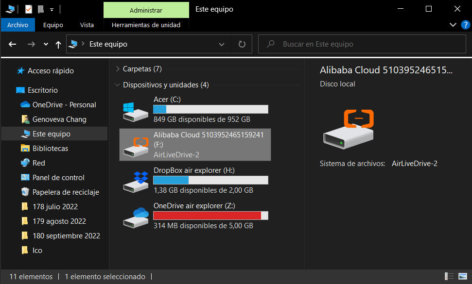 See your Alibaba Cloud account in your Windows Explorer