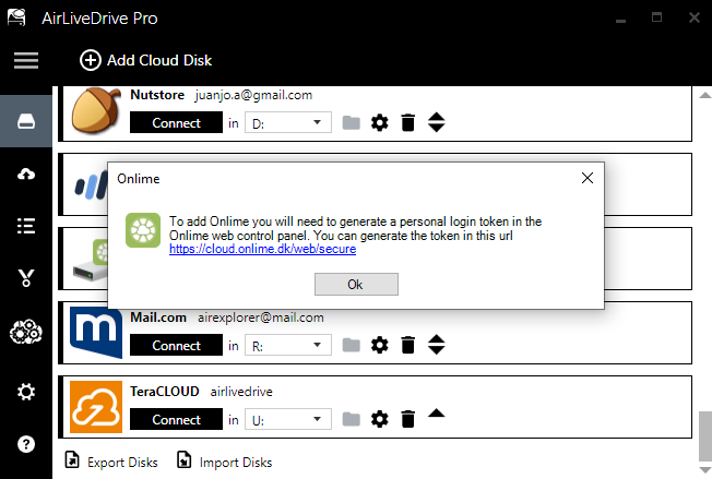 Onlime as a hard disk in your PC