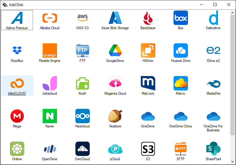 Add InfiniCLOUD to Air Live Drive
