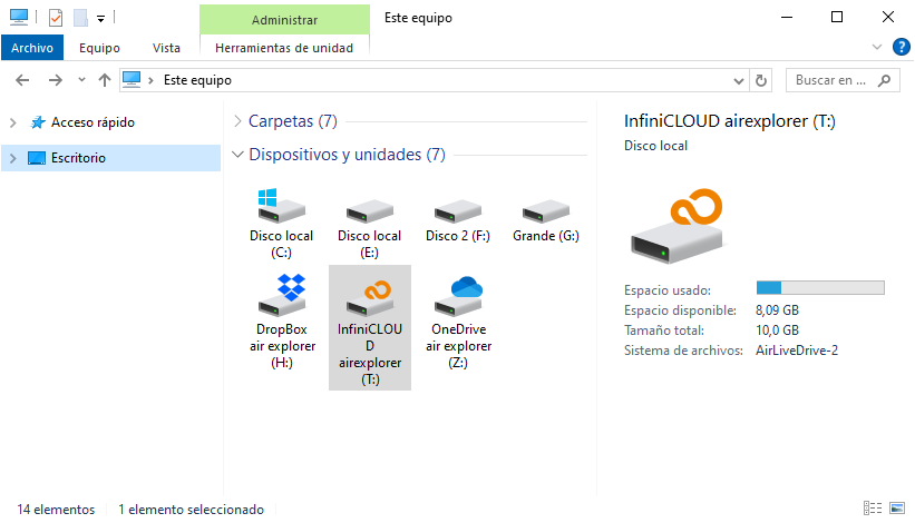Infincloud as a Windows drive with Air Live Drive