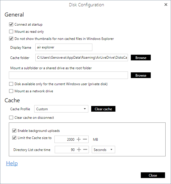 Disk configuration in Air Live Drive