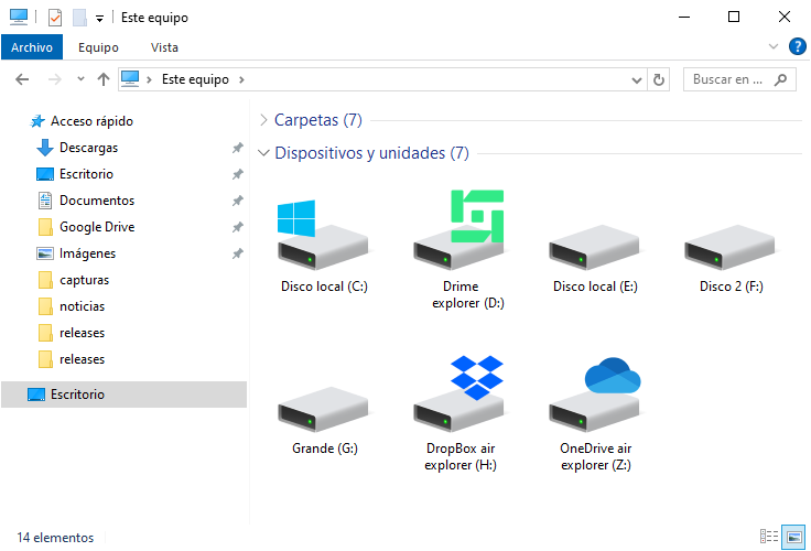 Abre Drime desde el Explorador de archivos con Air Live Drive
